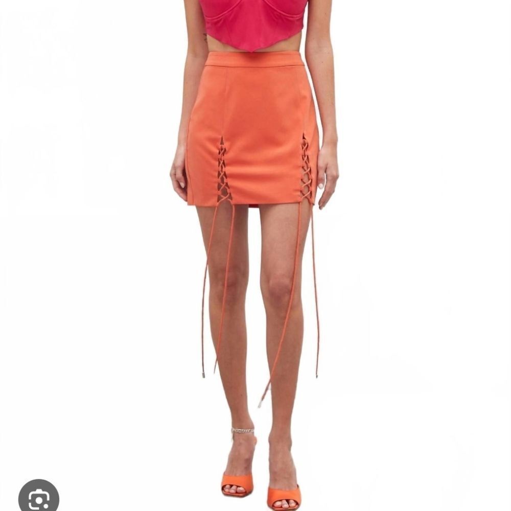NWT Atoir Citrus Skirt Melon Lace Up Slits Mini Size L / US 8